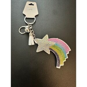 Sparkle Star Rainbow Keychain Rhinestone Tassel Charm‎ Bag Purse Accessory